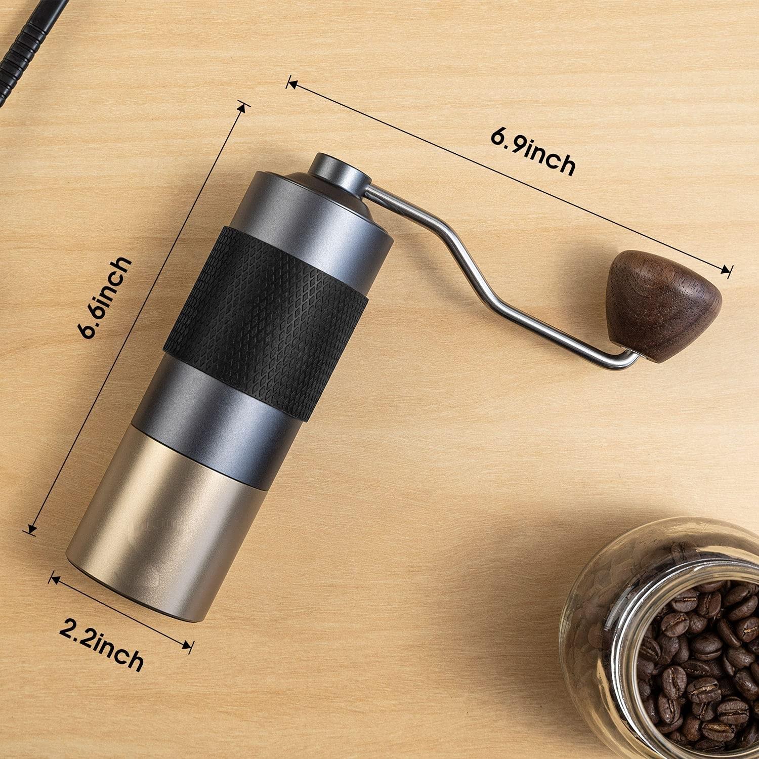 Beste Handkaffeemühle, verstellbar, tragbare manuelle Kaffeemühle aus Edelstahl, Kaffeebohnenmühle